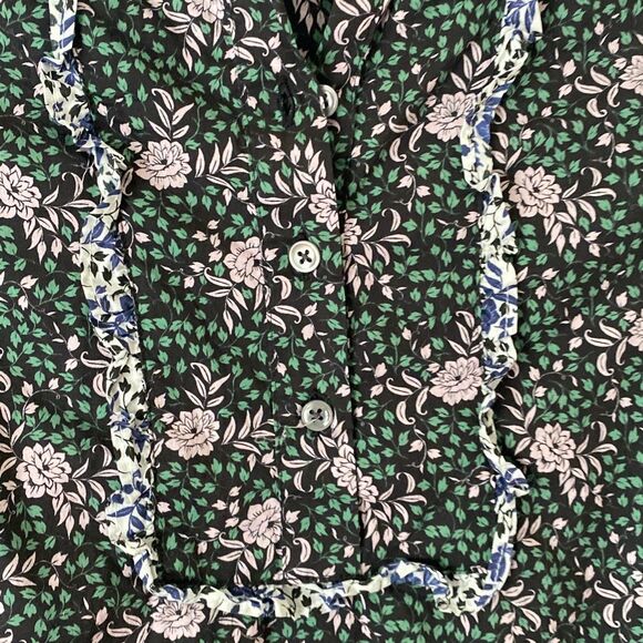 J.‎ Crew Ruffle sleeve blouse in mixed Franklyn floral XXS Green Liberty Print - Picture 2 of 7